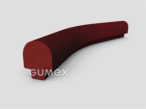 Silikonový mikroprofil tvaru hříbek, 27x21/10mm, hustota 450kg/m3, -60°C/+250°C, červenohnědý
